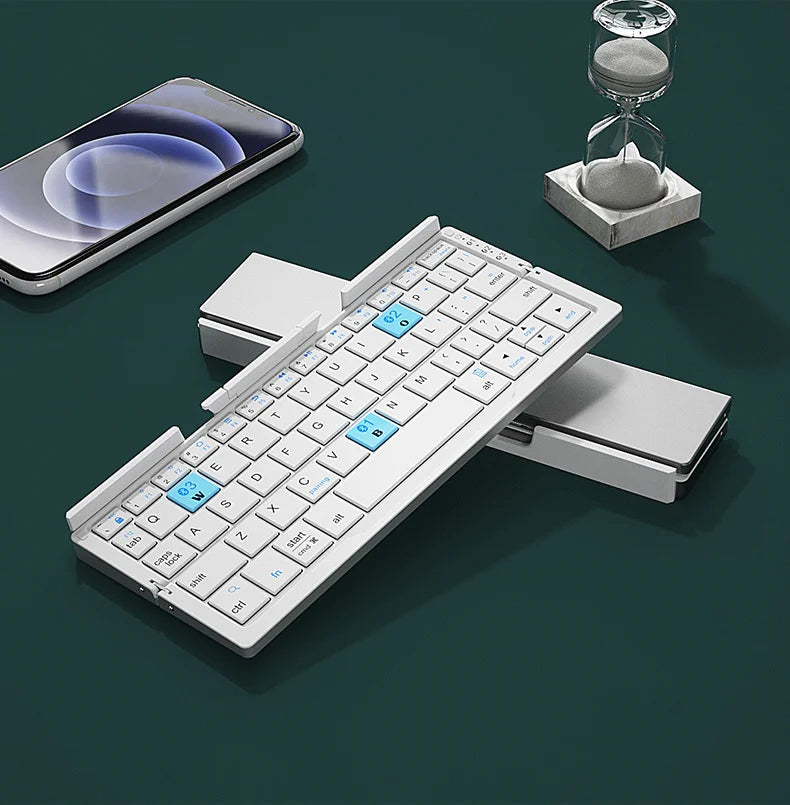 Teclado Bluetooth Plegable Recargable - Portátil con Soporte
