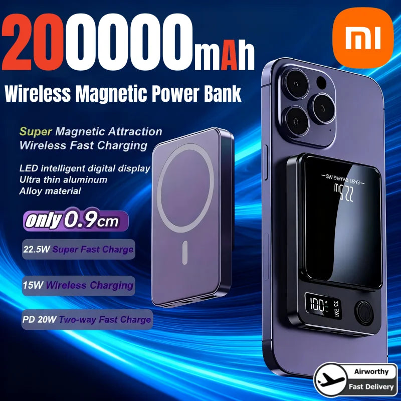Power Bank Xiaomi 200000mAh Carga Rápida Inalámbrica Magnética
