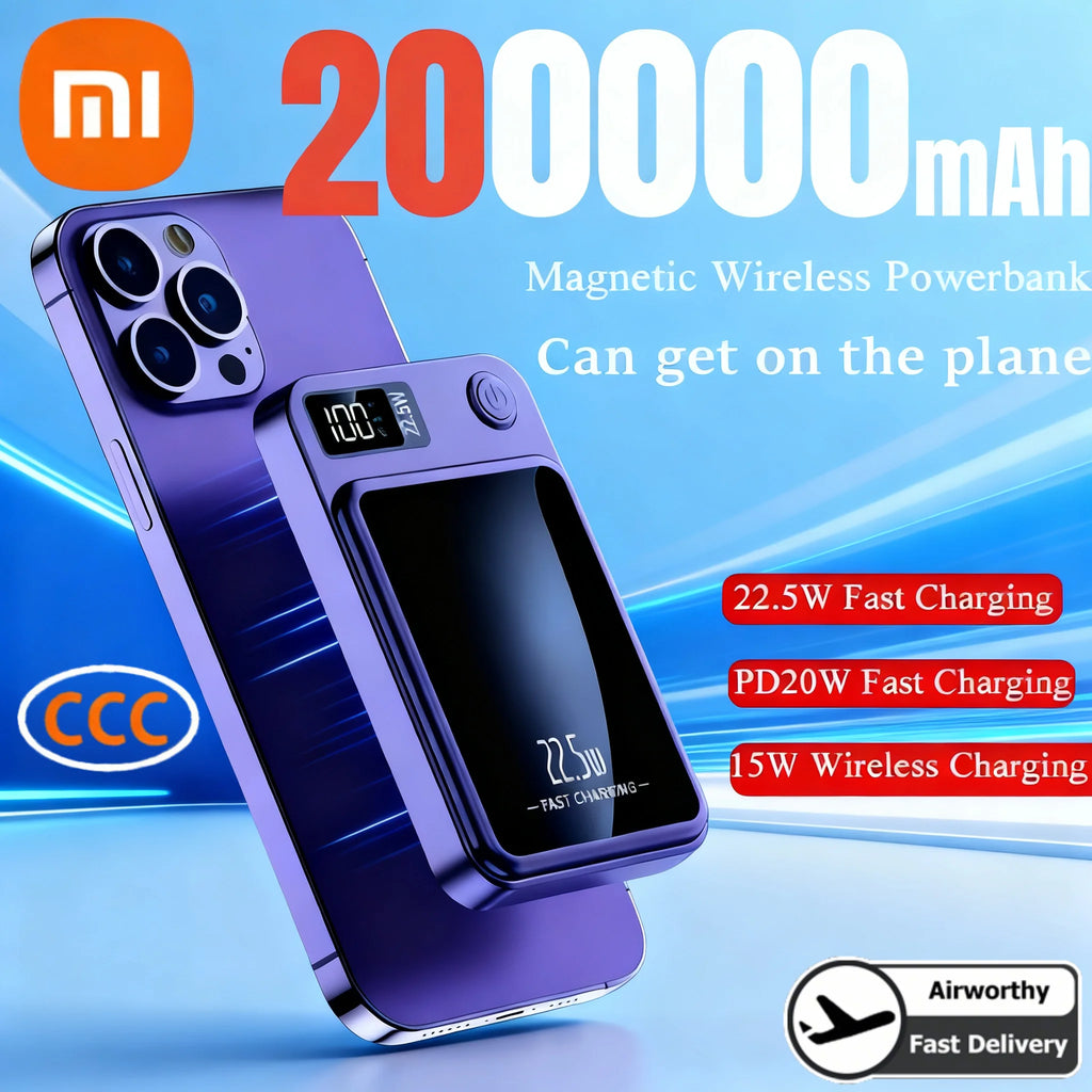 Power Bank Xiaomi 200000mAh Carga Rápida Inalámbrica Magnética