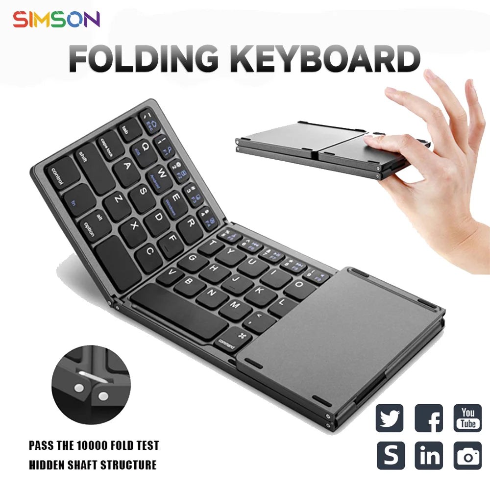 Teclado Mini Bluetooth con Touchpad - Triple Plegable Magnético