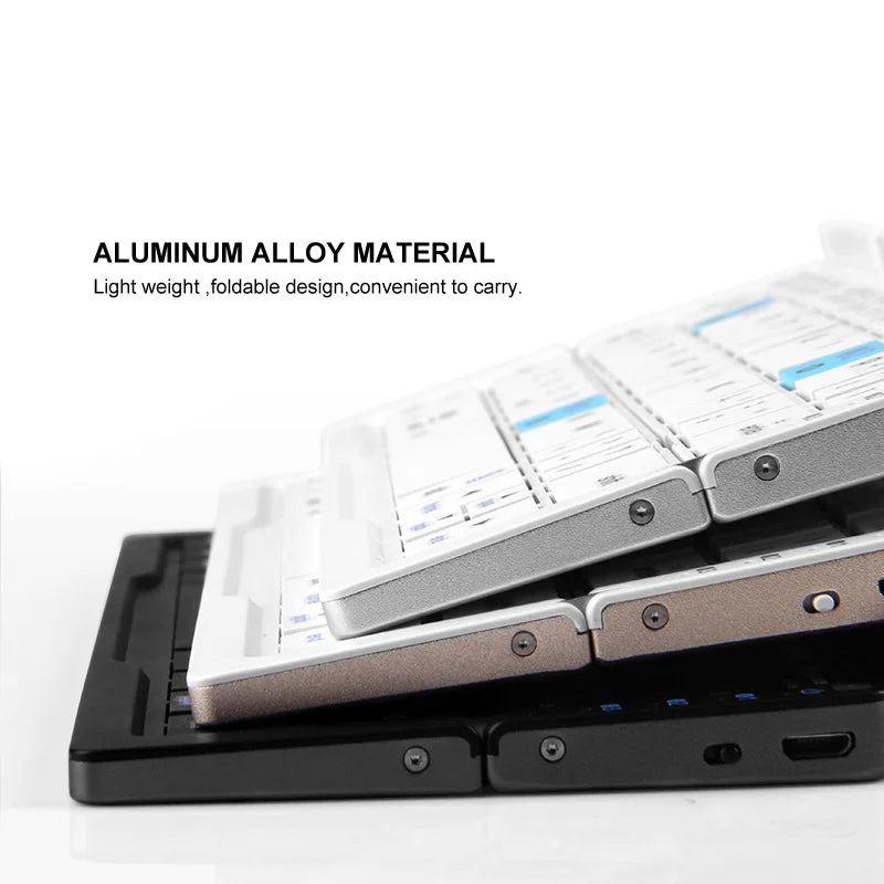 Teclado Bluetooth Plegable Recargable - Portátil con Soporte